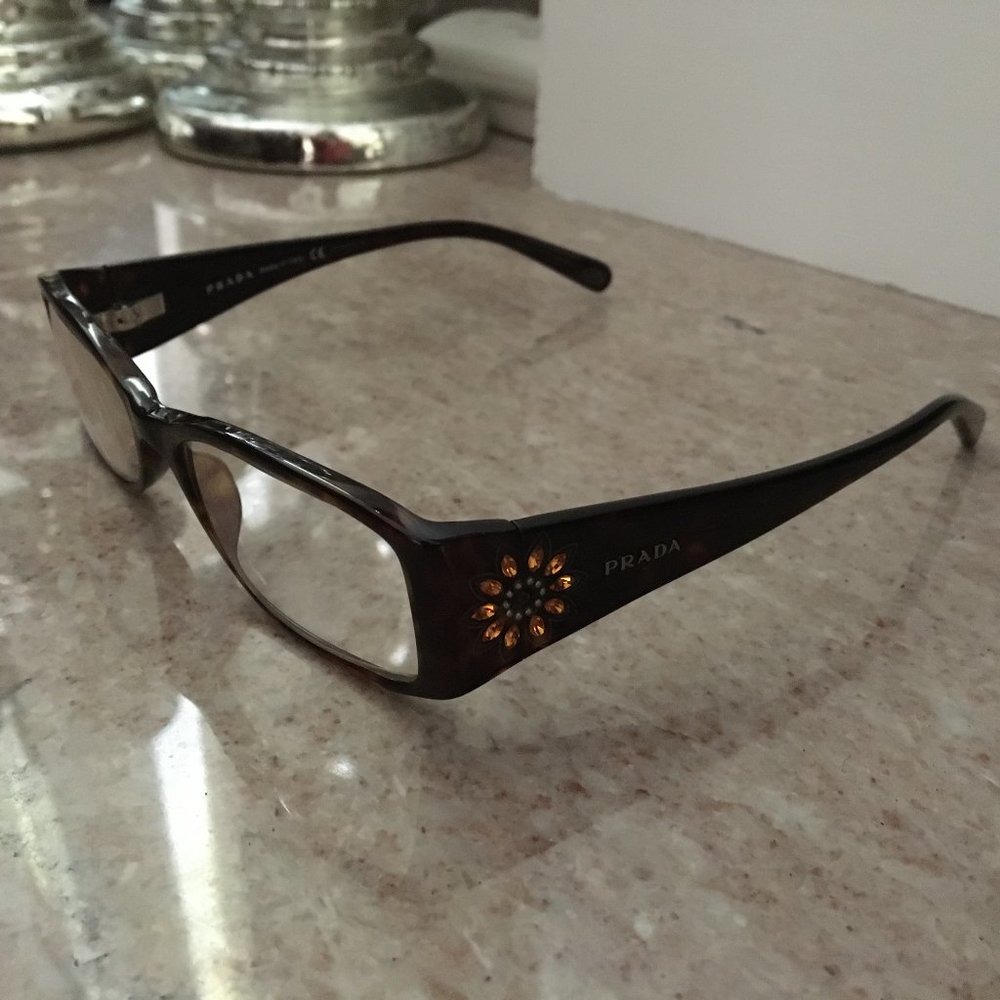 PRADA EYEGLASSES VPR 08H 2AU-1O1 135 TORTOISE RECT
